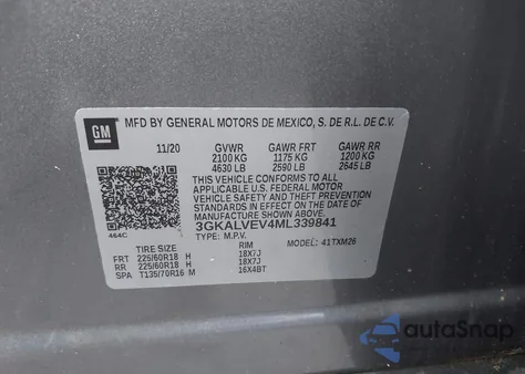 2021 GMC Terrain Awd Slt z USA, uszkodzony, nr VIN 3GKALVEV4ML339841